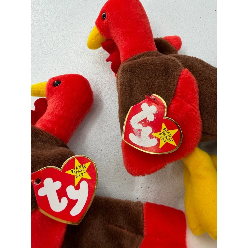 Ty Beanie Babies Gobbles Turkey Plush 1996 Vintage Thanksgiving Brown Red 9 inch